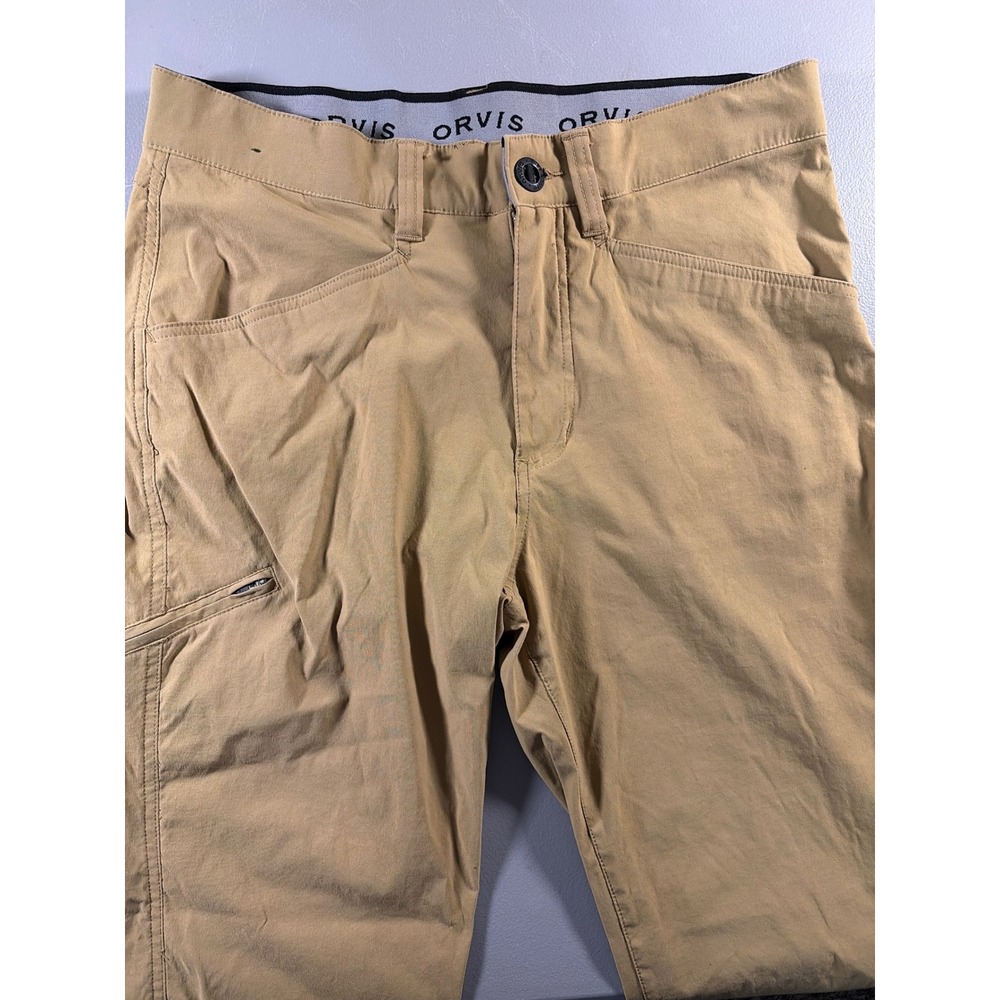 Orvis Outdoor Hiking Pants Mens 32x34 Tan Nylon Stretch Water Repellent Khaki